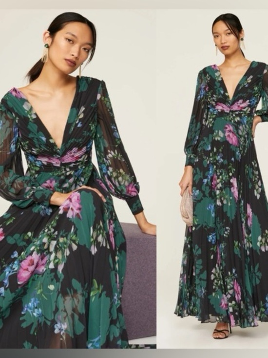 Badgley Mischka Dresses & Skirts - Badgley Mischka pleated floral gown size 14